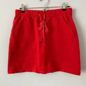 LOFT Womens Knit Mini Skirt Size Small Red Elastic Tie Waist Pockets Cotton